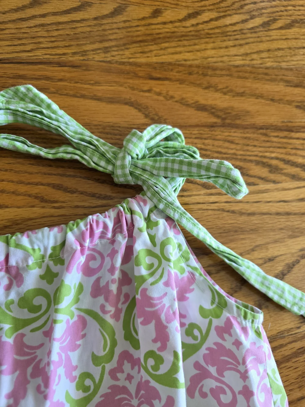 Kelly's Kids Pink & Green Patterned Girls Romper